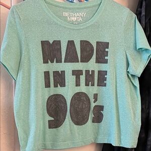 Bethany Mota Teal 'Made in the 90's' Crop Short Sleeve Tee